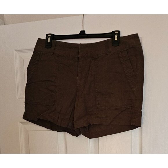 APT. 9 Olive Green Linen Blend Womens Shorts Casual Festival Summer Sz 8 - Picture 1 of 8